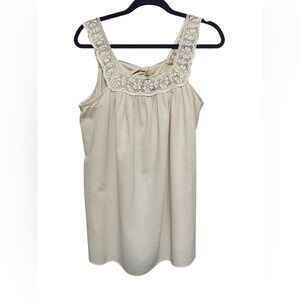 GiGiO USA Cream Sleeveless Top With Lace Detail And Bow Tie on Back.  Size Large